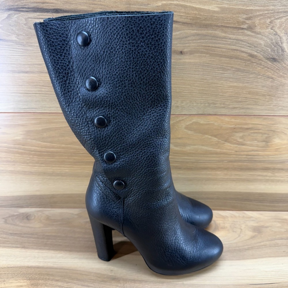 BALENCIAGA Y2K Heeled Tall Boots Womens 6 EU 36 Button Pebble Leather